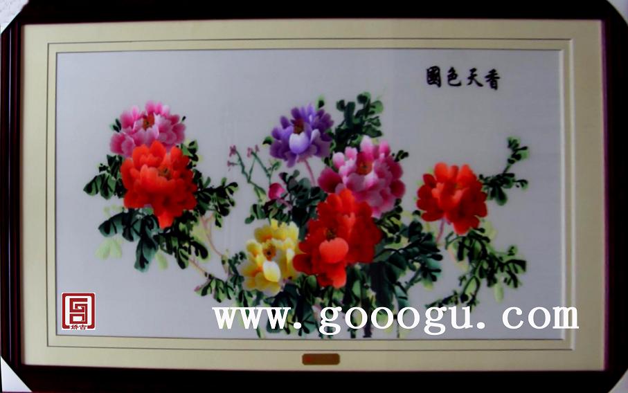 刺繡牡丹畫(huà) 客廳裝飾畫(huà)