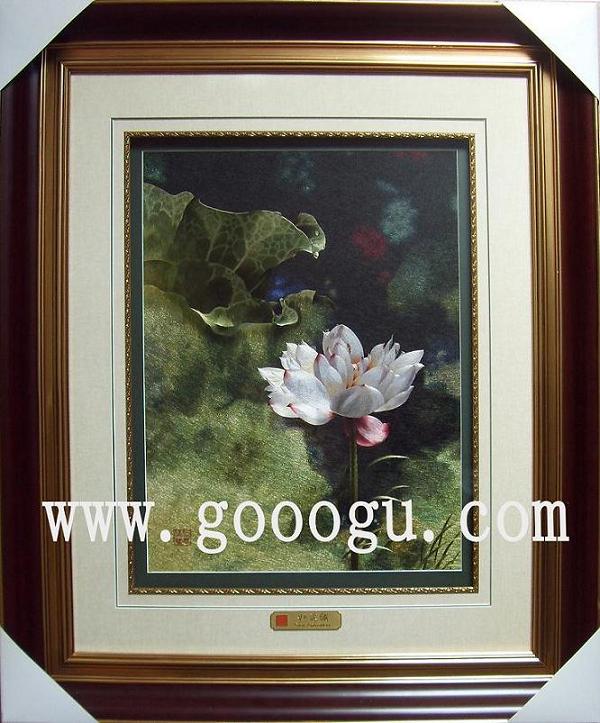 荷花刺繡畫,高檔荷花題材蘇繡畫,蘇繡極品