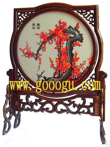 梅花雙面繡臺屏,傳統蘇繡